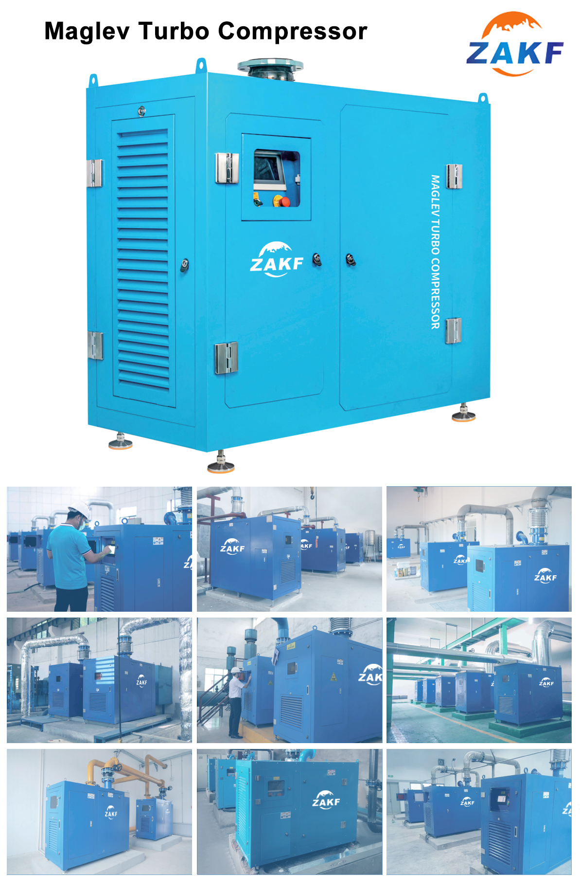 ZAKF 670HP 502KW 130m3/min Вентилятор с магнитной левитацией, подшипник для очистки сточных вод Maglev, Турбоцентробежный компрессор